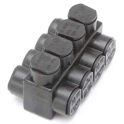 BURNDY Multitap Connector: 4 Port, Double-Sided Entry, 14 AWG – 2/0 AWG Wire Size - Dry-Location Double-Sided Entry Multitap Connectors