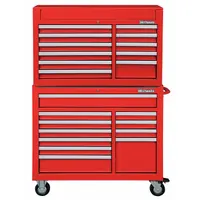 WESTWARD Tool Chest and Cabinet Combination: 22 Drawers, Heavy Duty, Keyed, Red / Powder Coated (MPN 7CX91)