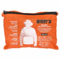 This orange nylon mesh insect net jacket fits over the head to protect against swarming insects. It has no strap and is suitable for outdoor activities where flying pests are a nuisance