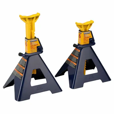 HEIN-WERNER Medium-Duty Jack Stands, 6 ton, 25 1/4 in Max Height, Pair