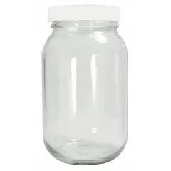 Clear Wide Mouth Round Glass Lab Bottle, 240 mL, 58-400, Colorless, 62 mm Body Dia, Case of 24