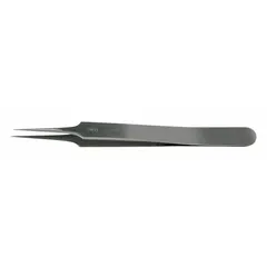 These EREM 5SASL tweezers are made of stainless steel with a smooth surface finish. They feature a point, straight tip with a 0.28 mm tip thickness and are classified as standard grade. Suitable for precision handling of small components in electronics assembly, watchmaking, and laboratory work.