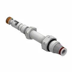 Steel screw-in solenoid cartridge valve with C08-2 cavity size. Two-position, normally open, two-way configuration with polyurethane seal. Used in hydraulic systems for flow control in applications such as mobile equipment, machine tools, and material handling.