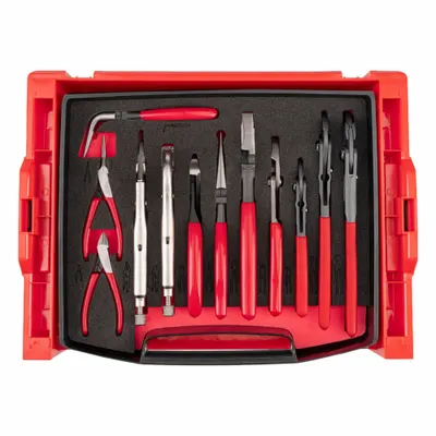 TEKTON Hand Tool Set: 12 Total Pcs, Pliers, SAE - Tool Sets with Tool Box