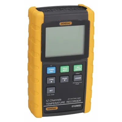 GENERAL DT4208SD 12-Channel Thermocouple Meter with RS-232 Output - Thermocouple Meters with Cabled Data Output