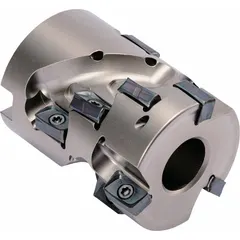 This indexable face mill features a helical design for smooth cutting action and reduced vibration. With a 40 mm diameter, it is suited for general face milling operations on steel, stainless steel, and cast iron. The MEWH style accommodates indexable inserts for cost-effective machining.