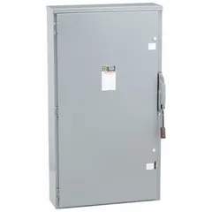 Fusible safety switch rated 400 A, three-phase, 240V AC. Galvanized steel enclosure suitable for indoor or outdoor installation. Provides a means to safely disconnect power for maintenance or emergency shutdown in electrical systems.