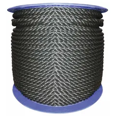 APPROVED VENDOR Light-Weight Utility Rope, 3/8 in Dia, 430 lb Working Load Limit, Black, 340120-Blk-00600-R0554