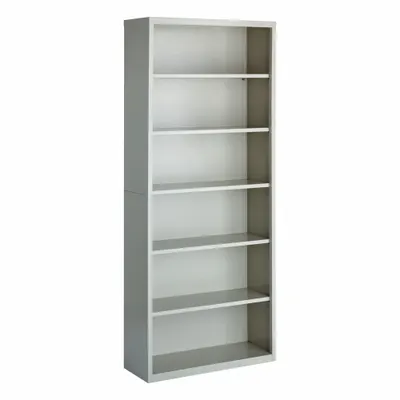 HIRSH Bookcase: Gray, Steel, 82 in Overall Ht, 34 1/2 in Overall Wd, 13 in Overall Dp - Stationary Bookcases