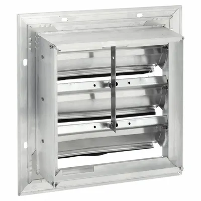 Dayton 13"H-W 5 1/4"L Aluminum Backdraft Damper: For 10 in Fan, Single Panel, 13 in H - Wall-Mount Backdraft Dampers