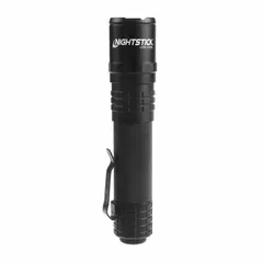 This rechargeable handheld flashlight delivers 1100 lumens with a 235-meter beam distance. It features a tail switch and includes a USB Type-C charging cord. The black flashlight is powered by an included rechargeable battery, suitable for portable illumination in industrial settings.