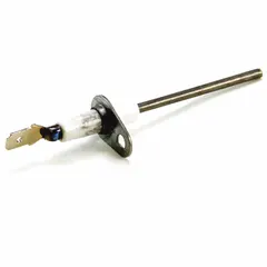 Replacement flame sensor for HVAC systems. Detects burner flame presence to ensure safe gas flow and combustion. Used in commercial furnaces and boilers.