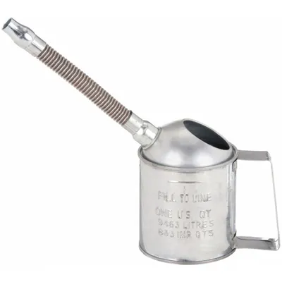 FUNNEL KING Funnel: 1 qt Fluid Capacity, 5 in Overall Dia, 6 in Overall Ht, Silver - Measuring Containers with Pour Spout