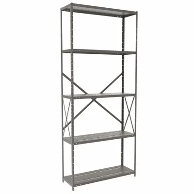 HALLOWELL Metal Shelving: Standalone, Medium-Duty, 36 in x 12 in, 84 in Overall Ht - Medium-Duty Standalone Open Metal Shelving