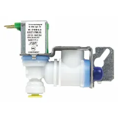 This water inlet valve controls water flow to the ice maker and dispenser in refrigerators and freezers. It is an OEM replacement part for maintaining ice production and chilled water delivery.