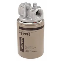 Single head return line hydraulic filter for removing contaminants from hydraulic fluid. Maximum flow 20 gpm, maximum pressure 150 psi. Paper filter element captures particles to protect downstream components in hydraulic systems.