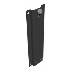 Steel vertical single-side mounting bracket designed for SL17 and SR17 series hose reels. Finished in black with four mount holes. Overall dimensions: 7/8 in depth, 4 in width, 14-1/2 in height. Used for secure wall or structure mounting of compatible reels in industrial and workshop environments.