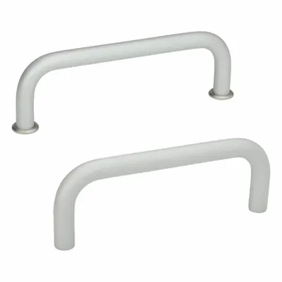 JW WINCO Pull Handle: Threaded Holes, Aluminum, Silver - Load-Rated Standard "U" Pull Handles