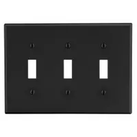 HUBBELL Wall Plate: Toggle, 3 Gang, Black, Std Size (MPN P3BK)