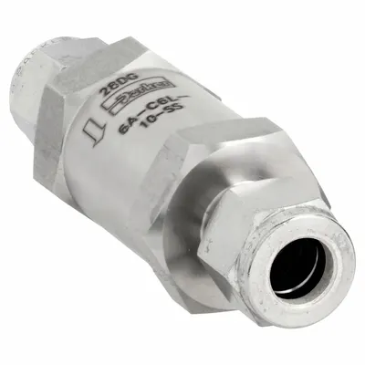 Parker Instrumentation Check Valve: For Fluids/Gas Media, Poppet, Inline Valve Body - Stainless Steel Instrumentation Poppet Check Valves