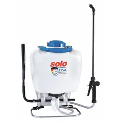 Manual pump sprayer with a 4-gallon tank capacity and mix-in-tank design. Chemically compatible with bleach and disinfectant. Suitable for cleaning, degreasing, and sanitation tasks in commercial and agricultural settings.