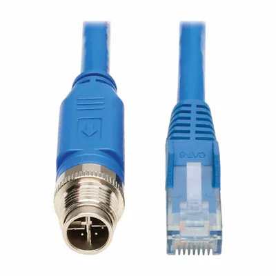 EATON TRIPP LITE Ethernet Cable: 6.6 ft Lg, X Coding, M12 Male Straight x RJ45 Male Straight - M12 Connector to RJ45 Connector Power over Ethernet (PoE) Cordsets