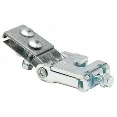 This cable seismic bracing component is fabricated from galvanized carbon steel. It measures 5 inches in height, 6 3/4 inches in length, and 2 3/32 inches in width. Designed to accommodate pipe or rod diameters from 3/8 inch to 5/8 inch, it is used to restrain piping and rod-hung equipment against lateral movement in seismic or wind applications.