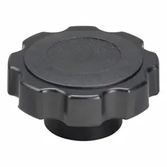 This 8-arm hand knob is designed for manual clamping, positioning, and adjustment on machinery and industrial equipment. It features a 2.38 in diameter, a 1/2"-13 threaded hole, and a plastic body with a steel threaded insert for secure fastening.