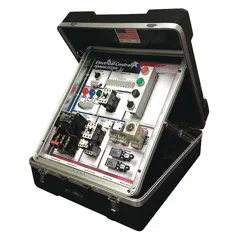 Portable electrical controls training system measuring 24 in x 24 in x 26 in. Includes one Square D Motor Starter and a Student's Guidebook for hands-on instruction in motor control circuits. Suitable for technical education and industrial maintenance training.