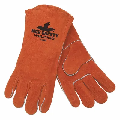 MCR SAFETY Welding Gloves,Stick,XL/10,PK12: Wing Thumb, Gauntlet Cuff, Premium, Red Cowhide - Stick Welding Gloves with Cowhide Leather Palm