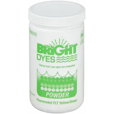 BRIGHT DYES Dye Tracer Powder: Yellow/Green, Water Tracing Dye, 3 to 6 min - Tracer Dye Powders