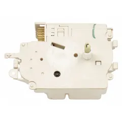 This timer controls the wash and spin cycles in washing machines and dryers, advancing the machine through fill, wash, rinse, and drain stages. It is an OEM replacement part for compatible Whirlpool appliances, ensuring proper cycle timing.