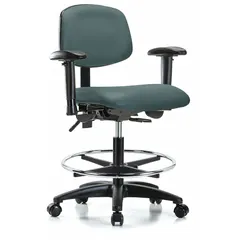 Vinyl Lab Chair with Arms and Foot Support, Height Range 22-29 in