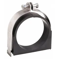 This strut clamp secures 3/4 in pipe with a maximum outer diameter of 1 1/16 in. The TPE cushion dampens vibration and noise in piping systems. Includes mounting hardware. Suitable for general-purpose temperature applications.