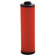 Replacement filter element for coalescing applications. Microglass media rated at 0.01 micron removes oil aerosols, water droplets, and solid particles from compressed air systems. Used in pneumatic circuits and industrial processes requiring high-purity air.