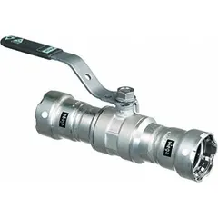 This 316 stainless steel ball valve features a two-piece body and a locking lever for manual on/off flow control. Suitable for industrial piping systems requiring corrosion resistance and secure shut-off.