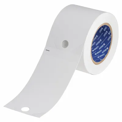BRADY Pre-Cut Label Stock Roll: 5 3/4 in x 3 1/4 in, Polyester, White (Matte) - Brady Precut Tag Rolls
