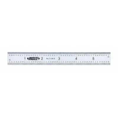 INSIZE Rigid Rule: 7126-12, 12 in, 0.04 in Thick, 1/16 in (Back)/1/64 in (Front) - Stainless Steel Rulers