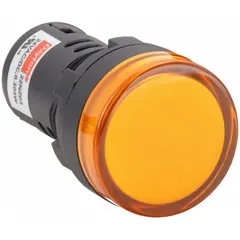 This LED indicator pilot light is designed for a 22 mm panel mounting hole and features a raised head. It uses an M3.5 screw electrical connection. Suitable for use on industrial control panels, machinery, and equipment to provide visual status signals.