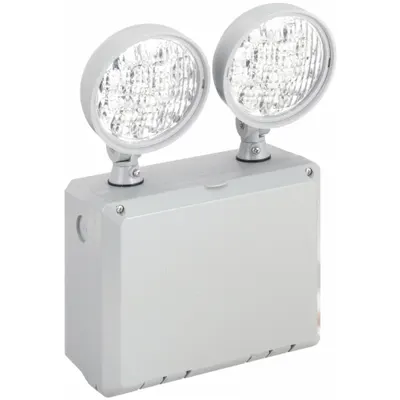COMPASS Emergency Light: 2.7 W Lamp Watt, 5.4 W Emergency Watt, 120/277V AC, 2 Lamp Heads - Plastic Wet Location Emergency Lights