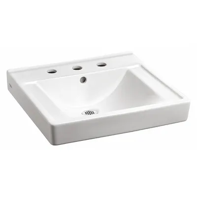 AMERICAN STANDARD Bathroom Sink: Decorum, White, Vitreous China, 18 1/4 in Overall Lg - One-Station Wall-Mounted Bathroom Sinks without Faucets