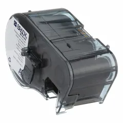 Vinyl, black-on-white precut label roll cartridge for wire diameters from 0.26 in to 0.2 in. Measures 3/4 in x 1 in. Compatible with M511 printer series; requires R6200 ribbon. Used for wire and cable identification in electrical and industrial applications.