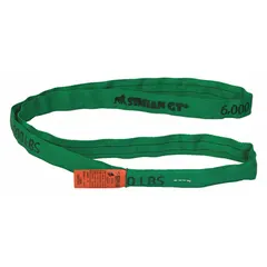 Endless round sling constructed from polyester and nylon for abrasion resistance. Body diameter of 29/32 in and sling length of 20 ft. Suitable for heavy lifting and rigging applications where loads may have sharp or rough surfaces.