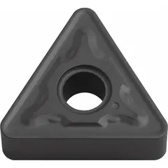 This triangle (T) indexable turning insert is made of CVD carbide, suitable for general turning, facing, and profiling operations on steel and cast iron. The insert provides wear resistance for medium to rough machining in industrial manufacturing.