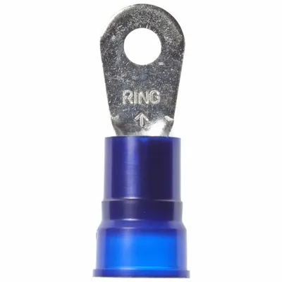 3M Ring Terminal: Blue, Nylon Insulation, #10 Stud Size, 6 AWG to 6 AWG Wire Sizes - Insulated Ring Terminals