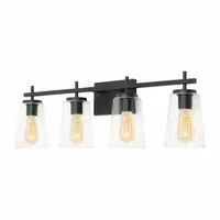 Joanna 33" Vanity: Black, 60 W, 120V AC, Dimmable, 32 1/4 in Lg, 6 in Wd, 9 1/2 in Ht (MPN JNNV3309MBBK)