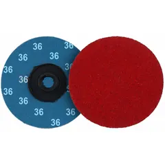 This 3-inch coated abrasive disc features 36-grit ceramic grain with Tiger Ceramic technology on a proprietary weight cloth backing. Designed for cool-cutting on stainless steel and nickel alloys, it reduces heat buildup during blending, deburring, and finishing operations in metal fabrication and maintenance.
