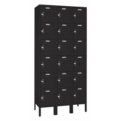 LYON Wardrobe Locker: 36 in x 12 in x 78 in, 6 Tiers, 3 Units Wide, Louvered - Louvered Metal Box Lockers