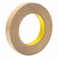 This general-purpose adhesive transfer tape features a permanent-bond transparent acrylic adhesive on a kraft paper liner. Each roll is 3/4 in wide by 60 yd long with a 2 mil thickness, supplied in a 48-pack. Suitable for mounting nameplates, gaskets, and foam to metal or plastic surfaces in industrial bonding applications.