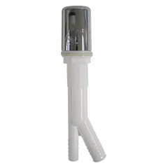 This KISSLER air gap assembly includes a plastic cover and tube, designed for installation on countertops or sink decks. It prevents backflow of wastewater from dishwashers or sinks into the fresh water supply, meeting plumbing code requirements. Overall height and length are 9 inches. Sold in a pack of 2.